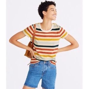 Madewell Lo-Fi Shrunken Tee in Jay Stripe- XS